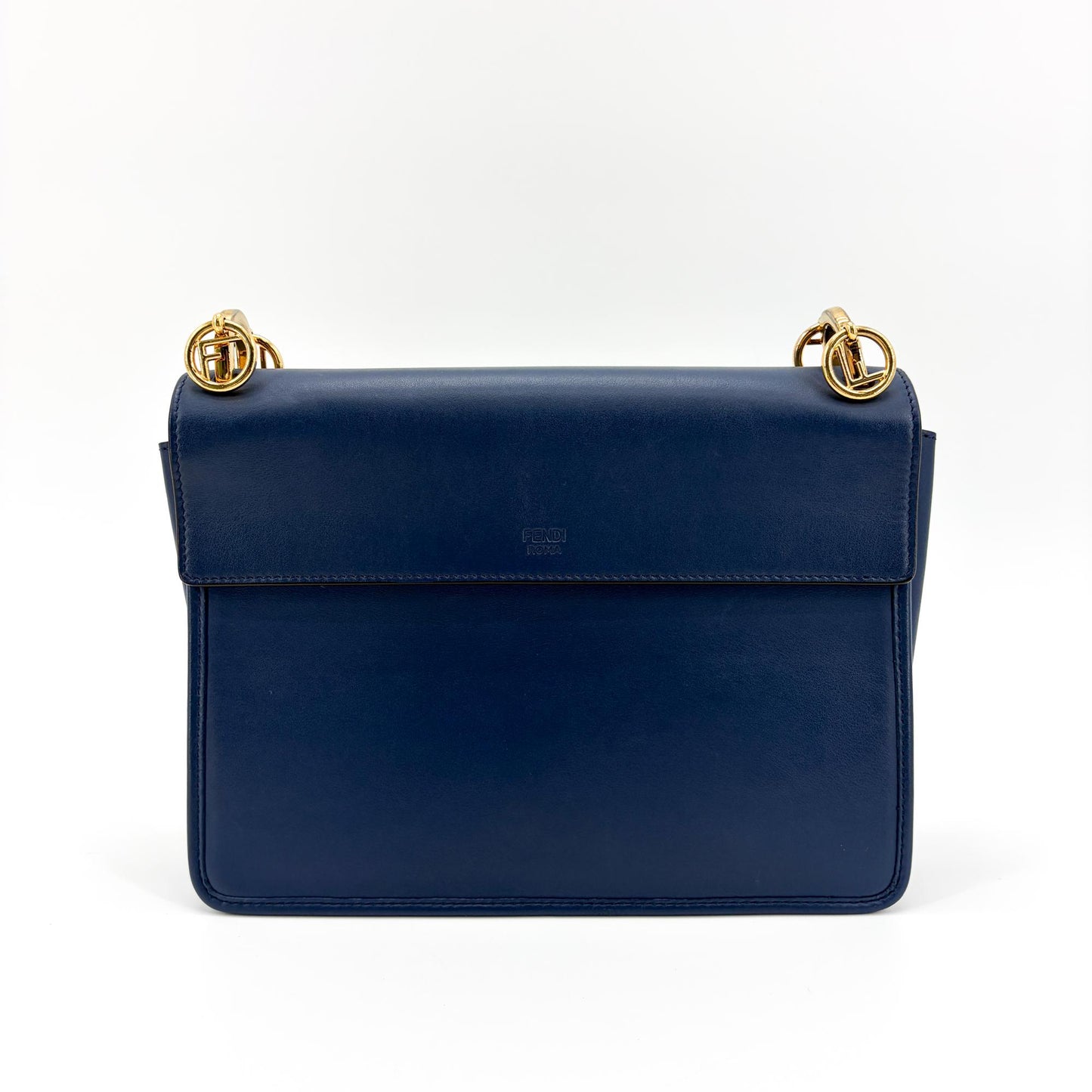 Fendi Can I F Shoulder Bag Navy Gold Hardware