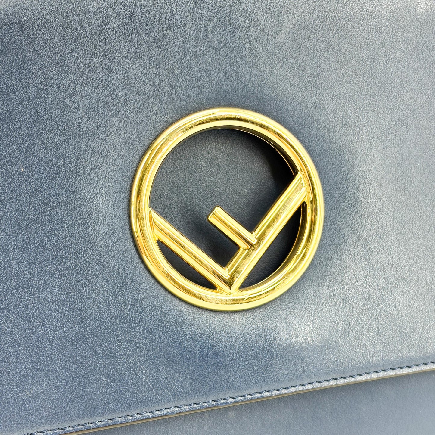 Fendi Can I F Shoulder Bag Navy Gold Hardware