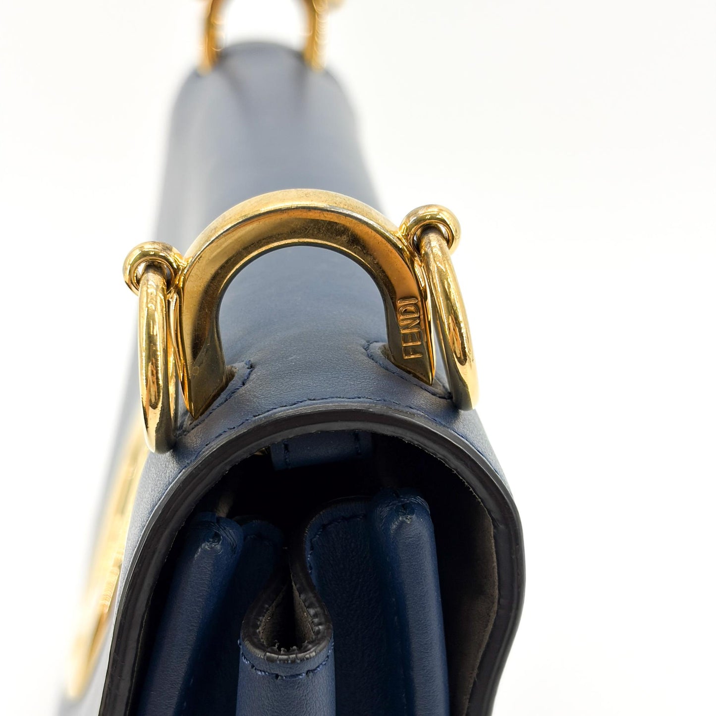 Fendi Can I F Shoulder Bag Navy Gold Hardware