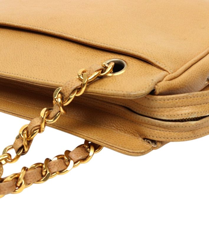 Chanel Beige Caviar Triple CC Chain Shoulder Bag