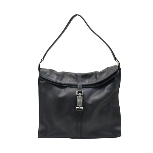 Black leather shoulder bag