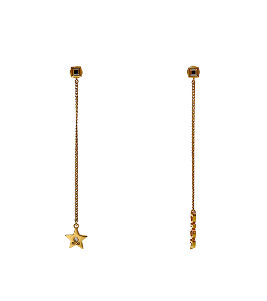 DIOR Star Chain Drop Gold Earrings