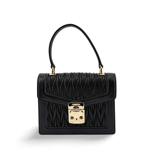 Miu Miu Matelassé Leather Top Handle Bag Black