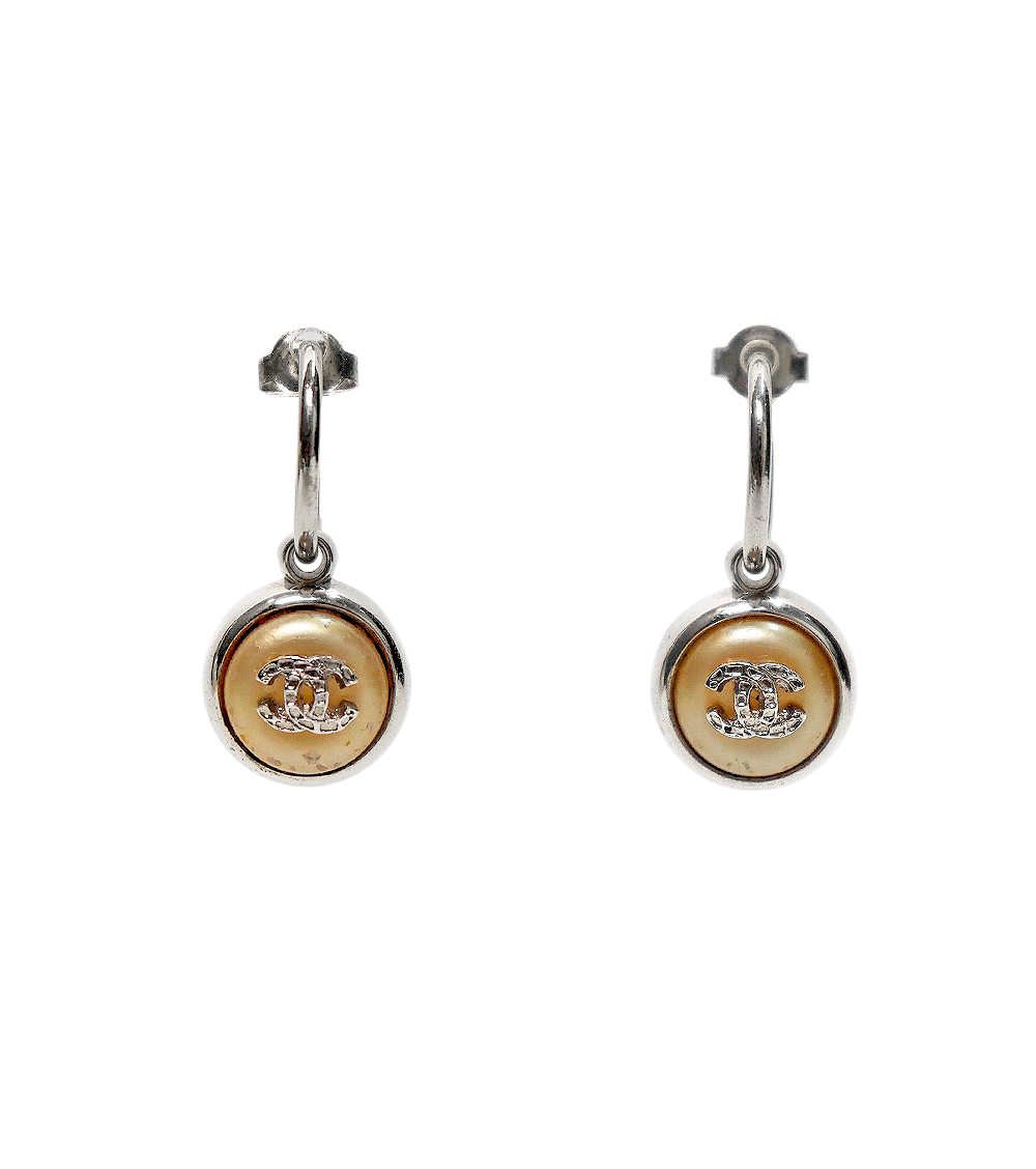 Chanel Round CC Silver Earrings
