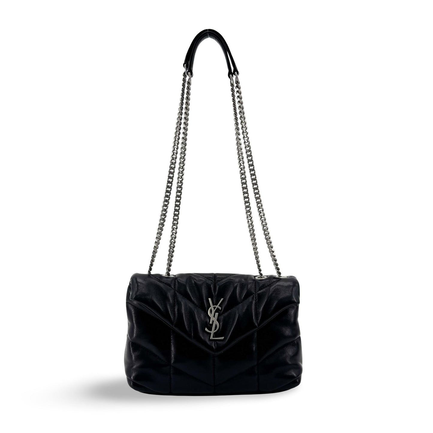 Saint Laurent Toy Lulu Puffer Bag Black Silver Hardware