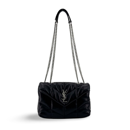 Saint Laurent Toy Lulu Puffer Bag Black Silver Hardware