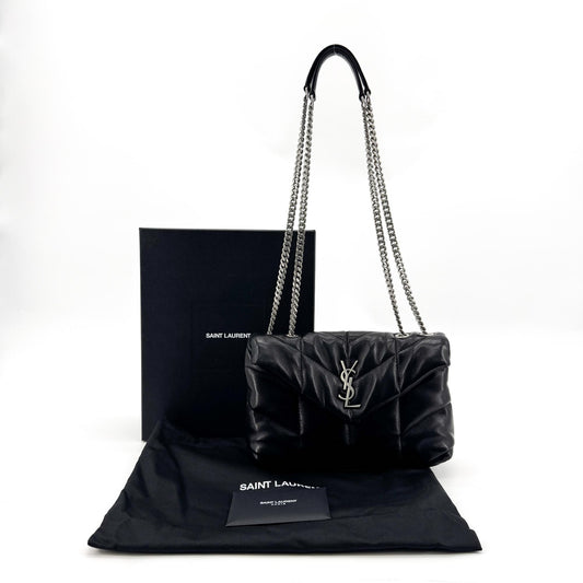 Saint Laurent Toy Lulu Puffer Bag Black Silver Hardware