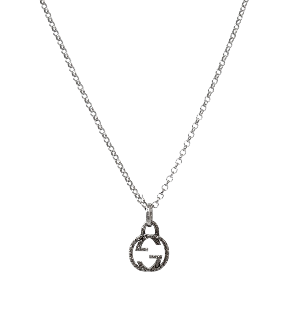 Gucci Ebony Interlocking G Silver Necklace