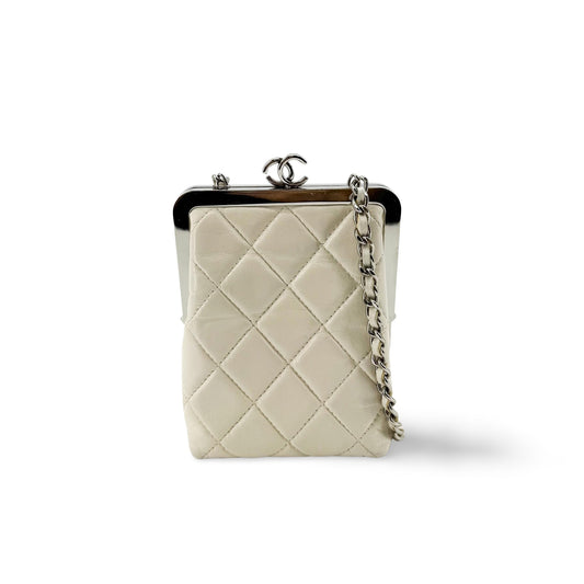 Chanel Mini Chain Flap Clutch White
