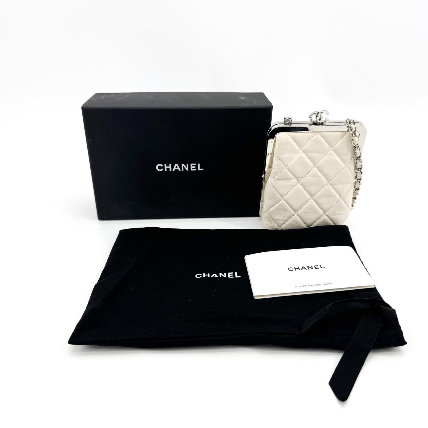 Chanel Mini Chain Flap Clutch White