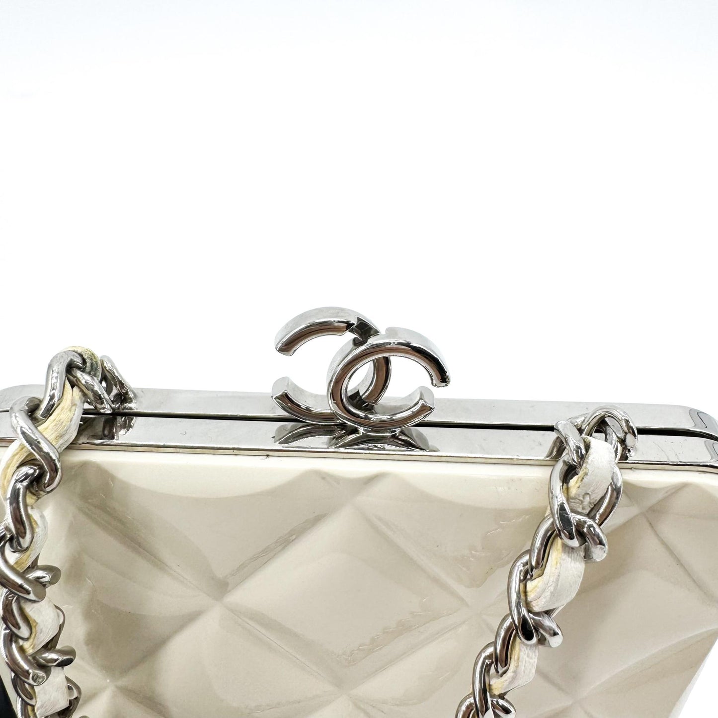 Chanel Mini Chain Flap Clutch White