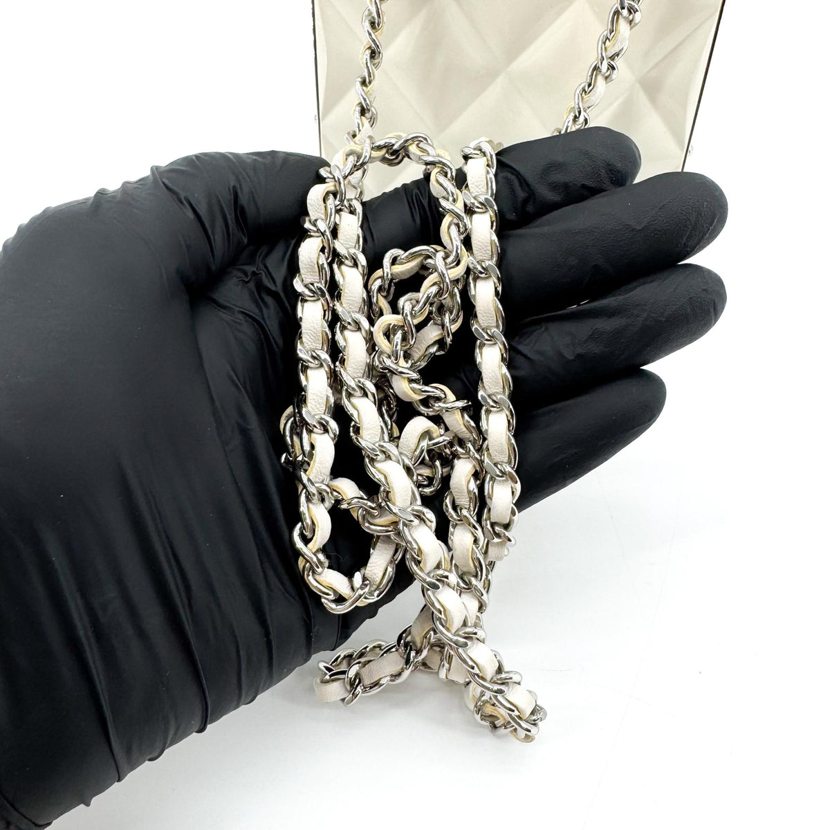Chanel Mini Chain Flap Clutch White