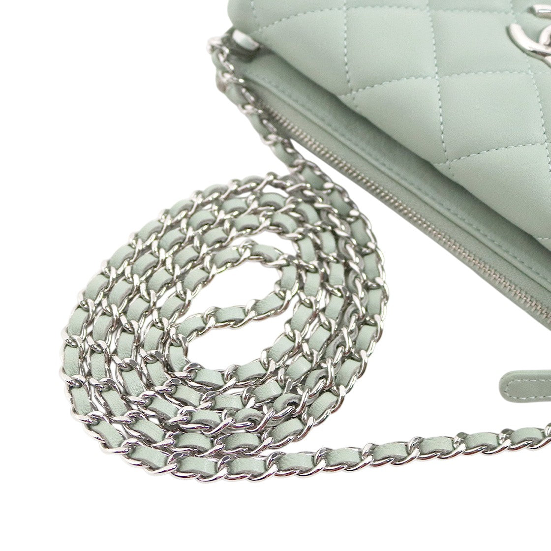 Chanel Mint Quilted CC Back Pocket Chain Shoulder Bag