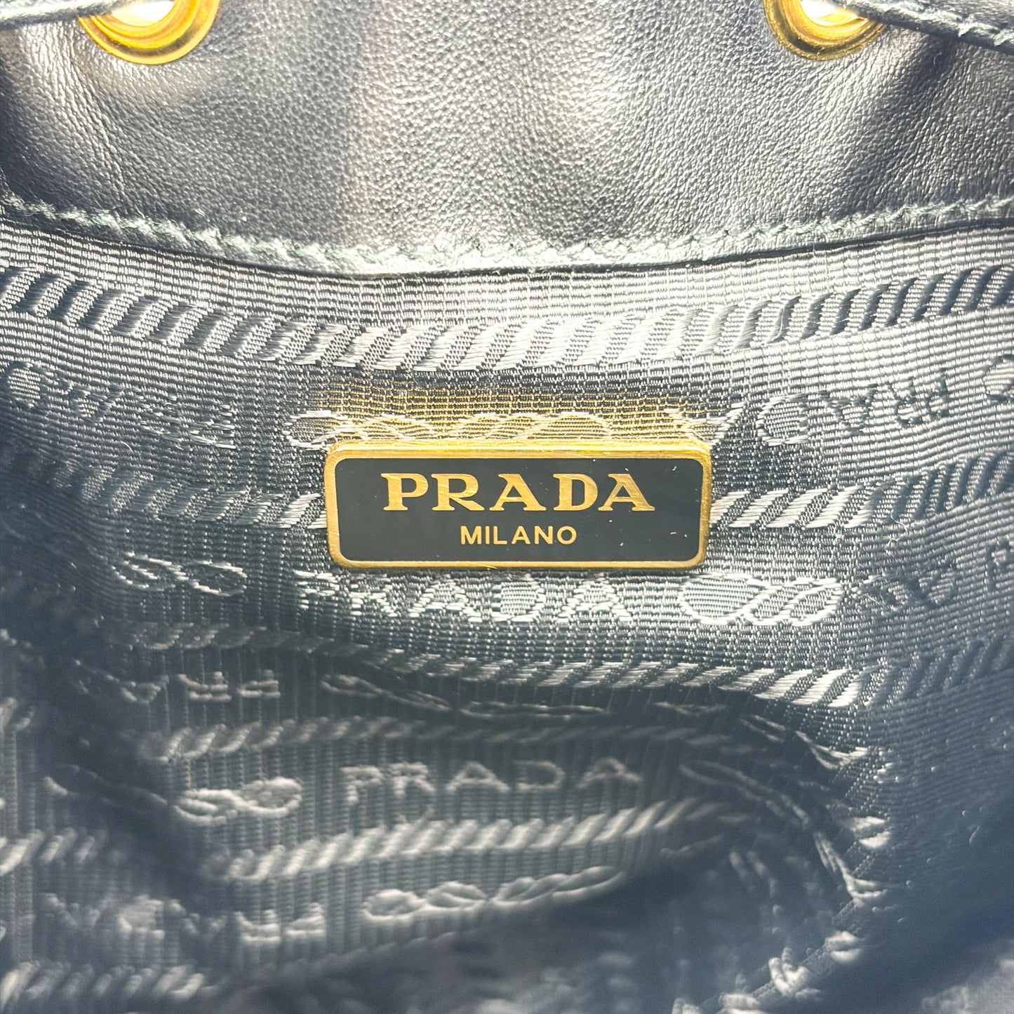 Prada leather bucket bag with gold hardware