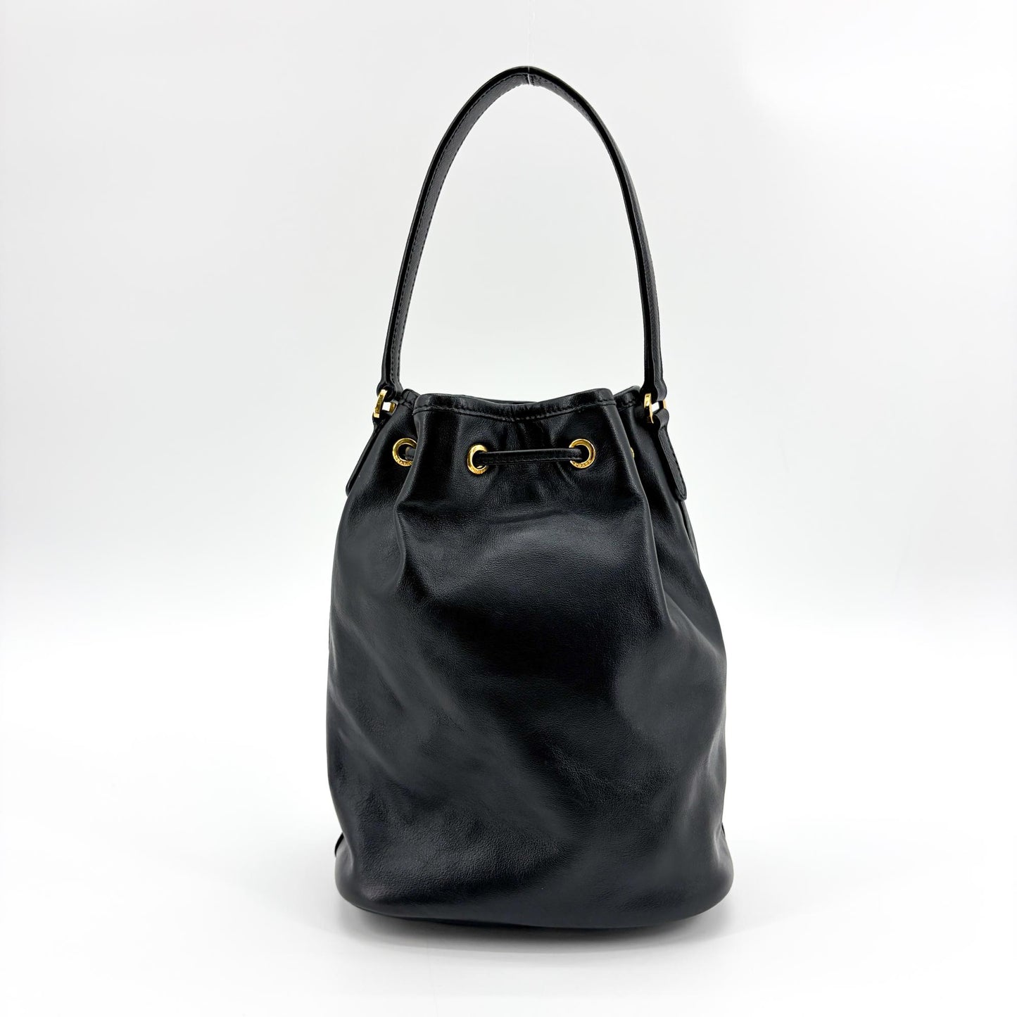 Prada leather bucket bag with gold hardware