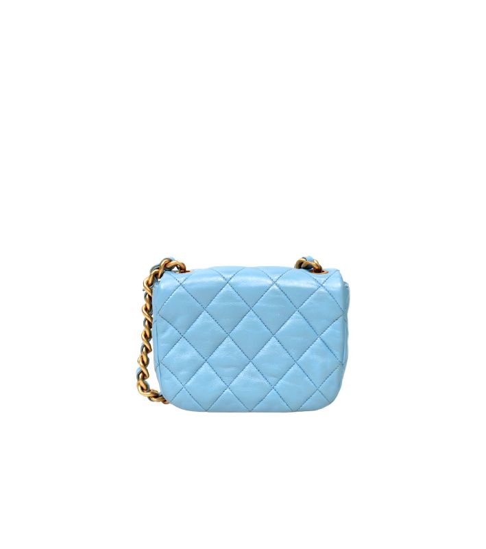 Chanel Sky Blue Lambskin Quilted Chain Shoulder Bag
