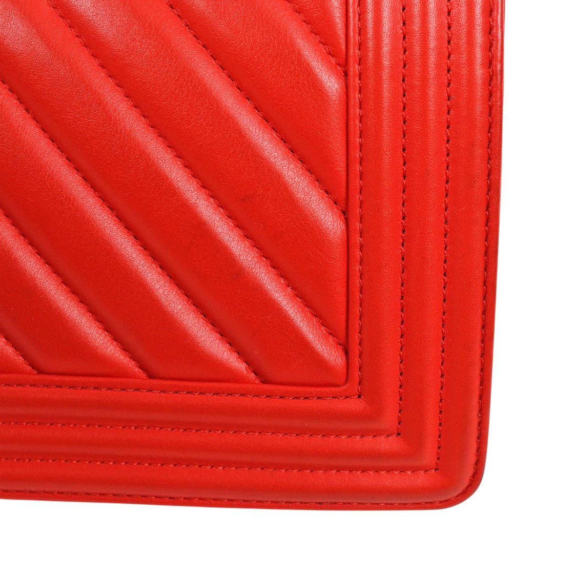 Chanel Medium Red Chevron Boy Shoulder Bag