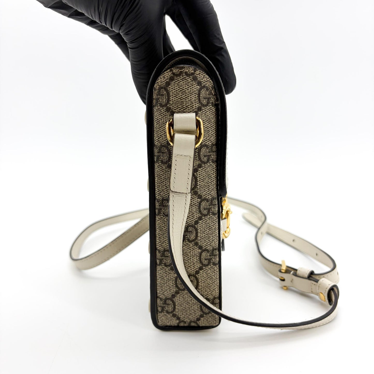 Gucci Horsebit 1955 Mini Bag GG Supreme White