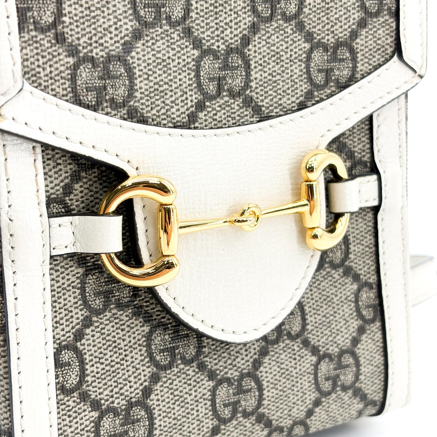 Gucci Horsebit 1955 Mini Bag GG Supreme White