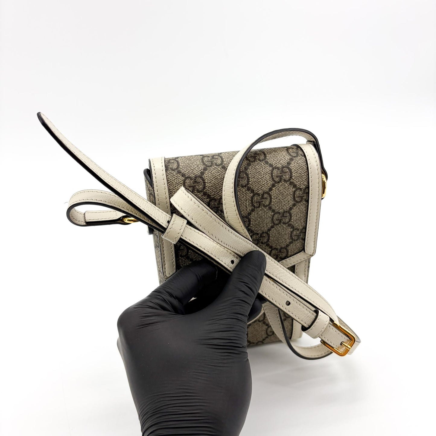 Gucci Horsebit 1955 Mini Bag GG Supreme White