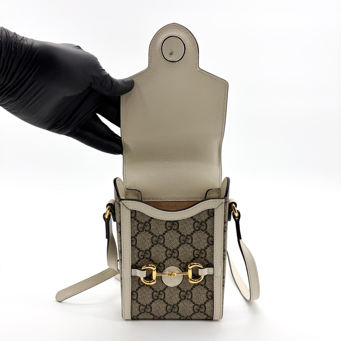 Gucci Horsebit 1955 Mini Bag GG Supreme White