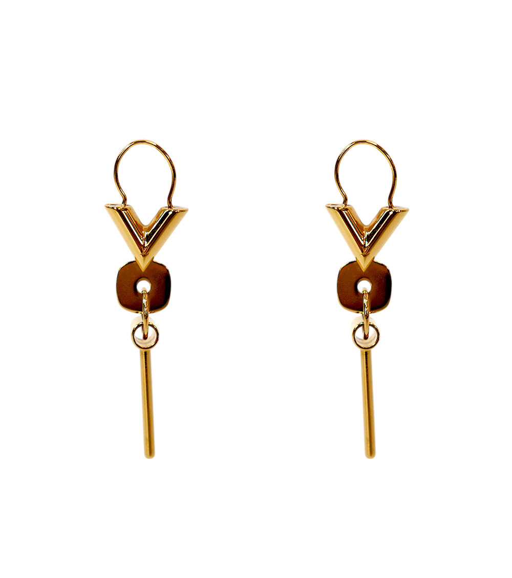 Louis Vuitton Essential V Hoop Gold Earrings