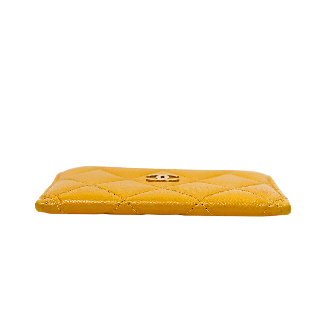 Chanel Yellow Caviar Skin Card Holder Wallet