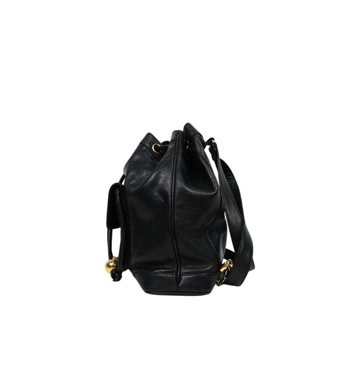 Chanel Black Caviar Drawstring Pocket Backpack