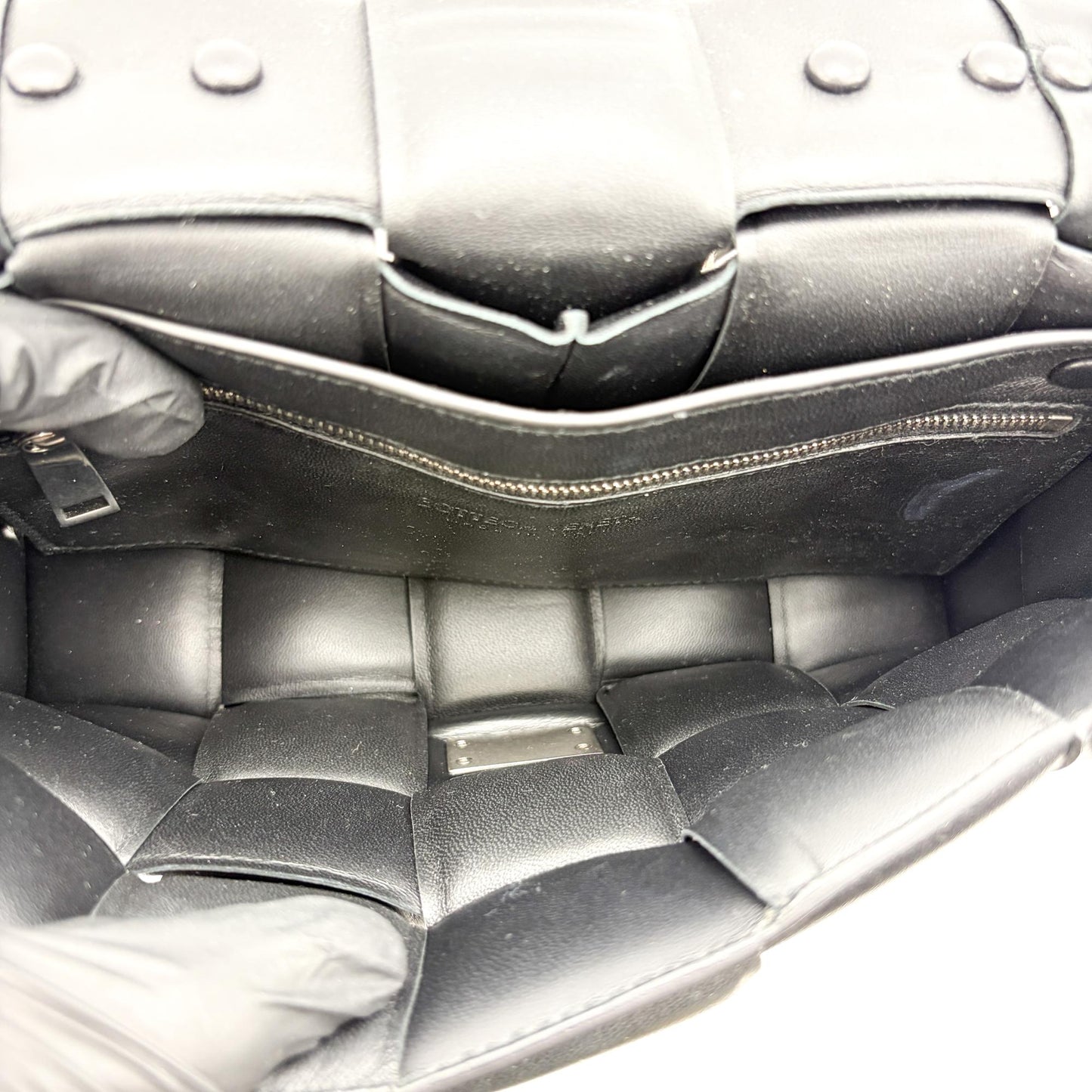 Bottega Veneta Padded Cassette Chain Shoulder Bag Black Silver