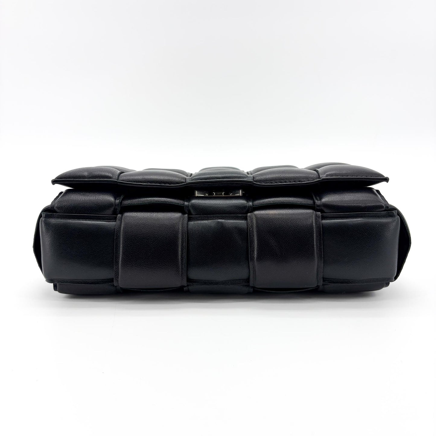 Bottega Veneta Padded Cassette Chain Shoulder Bag Black Silver