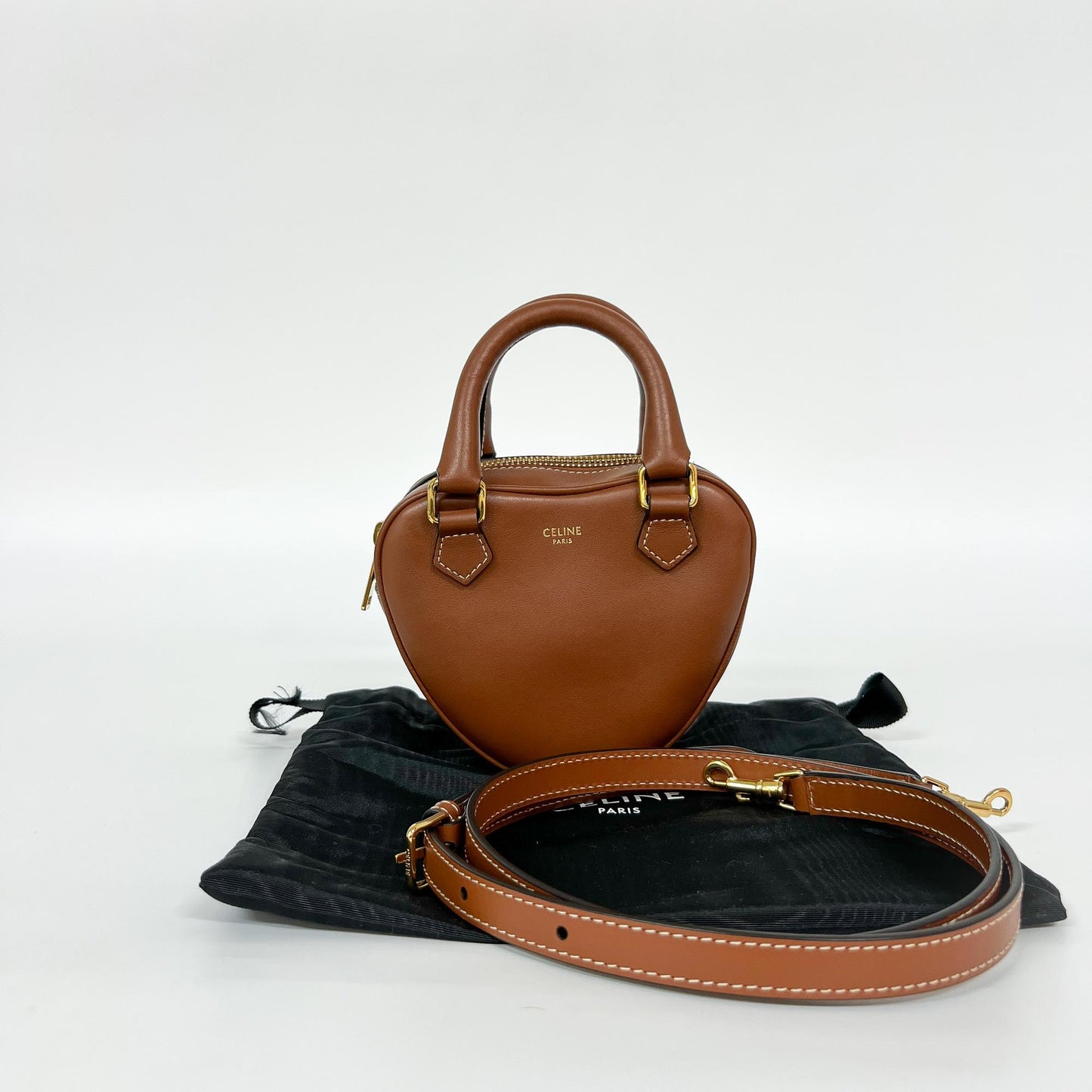 Celine Mini Heart Handle Bag Smooth Calfskin Tan