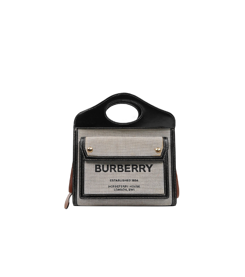 Burberry Black Two-tone Canvas and Leather 2WAY Bag