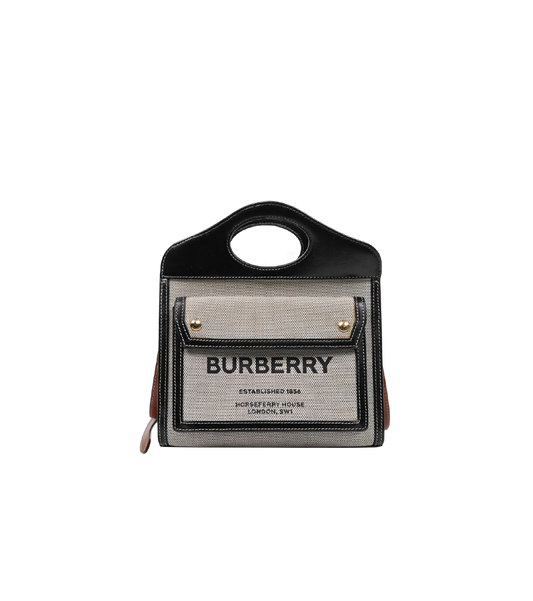 Burberry Black Two-tone Canvas and Leather 2WAY Bag