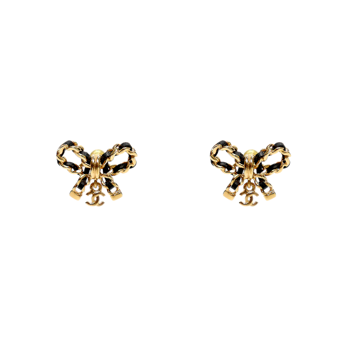 Chanel Ribbon Chain Earrings