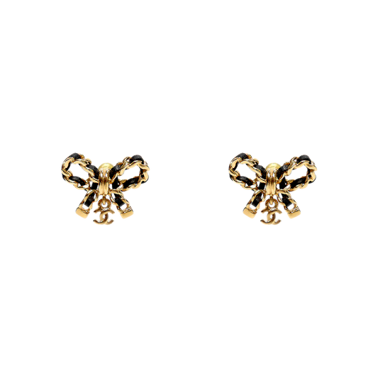 Chanel Ribbon Chain Earrings