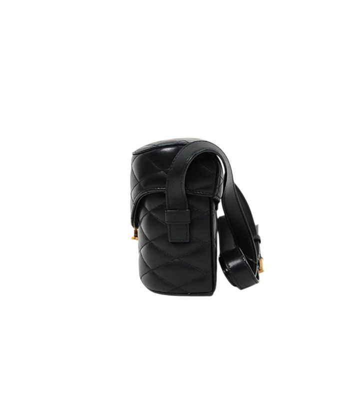 Saint Laurent Black Gold-Plated Matelassé Semi-Box Bag