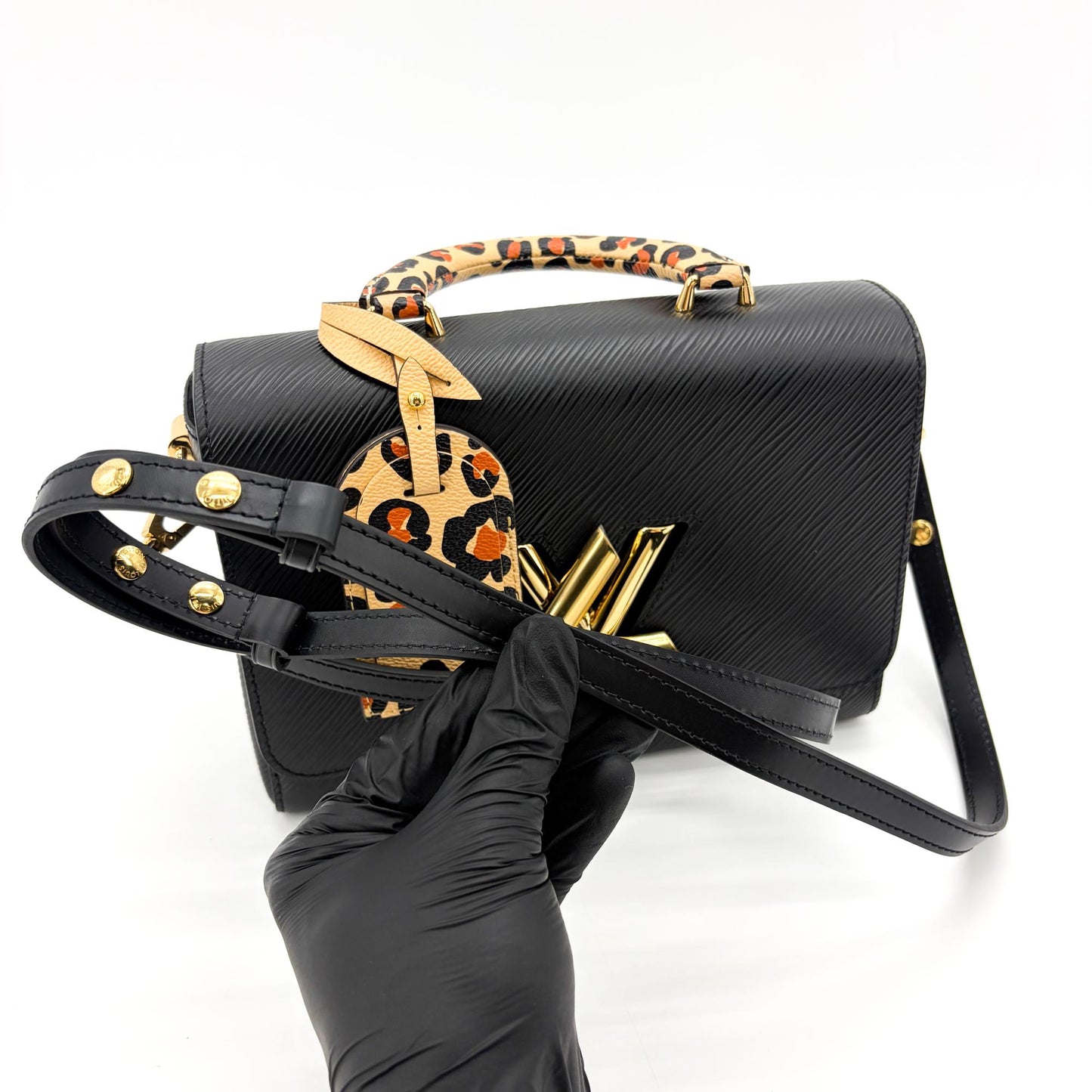 Louis Vuitton Twist One Handle PM Black Epi Leather Leopard