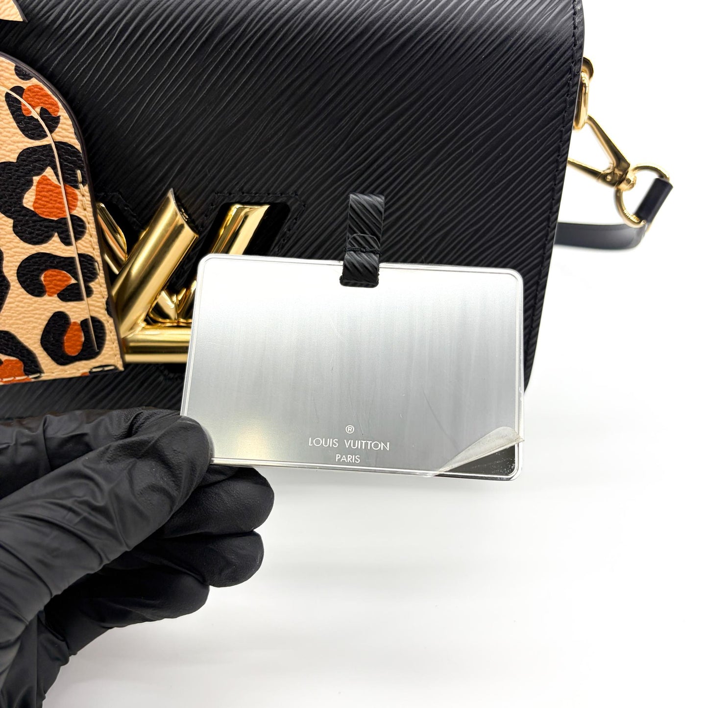 Louis Vuitton Twist One Handle PM Black Epi Leather Leopard