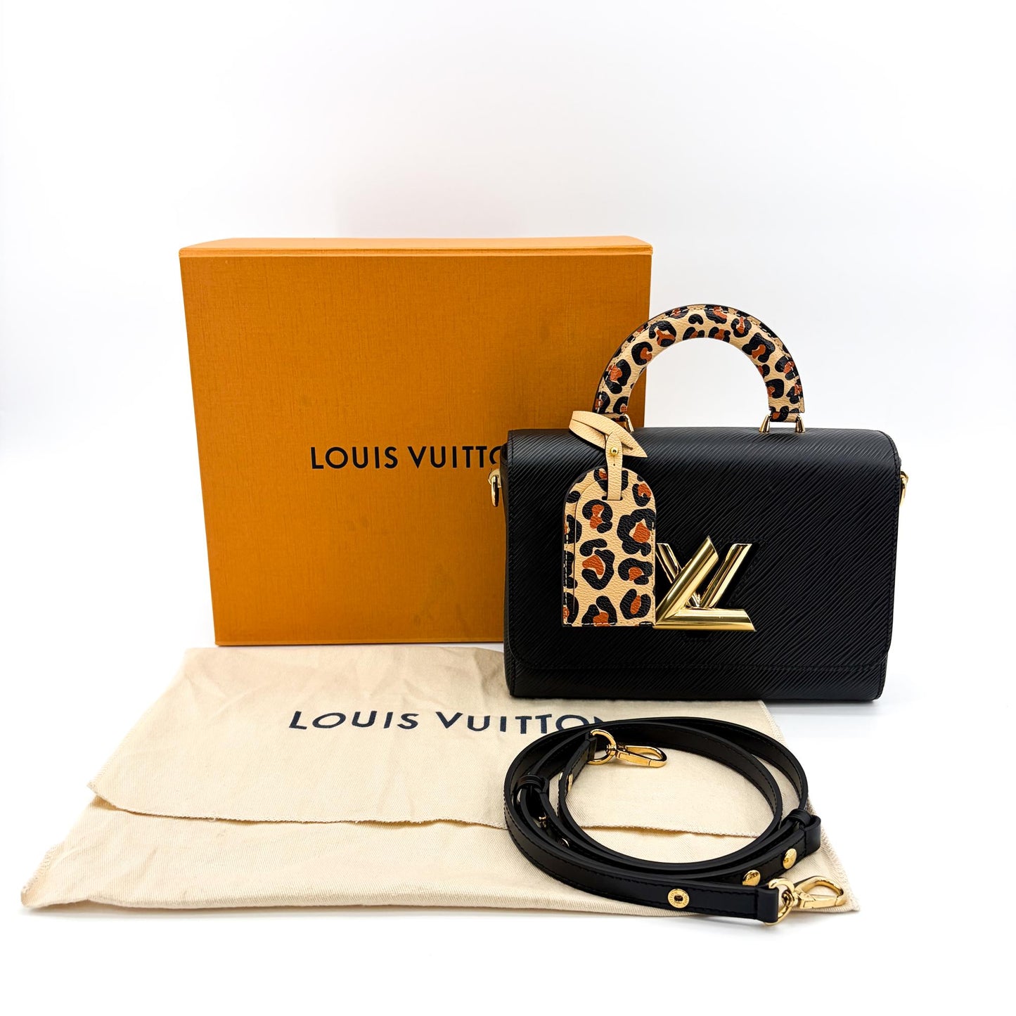 Louis Vuitton Twist One Handle PM Black Epi Leather Leopard