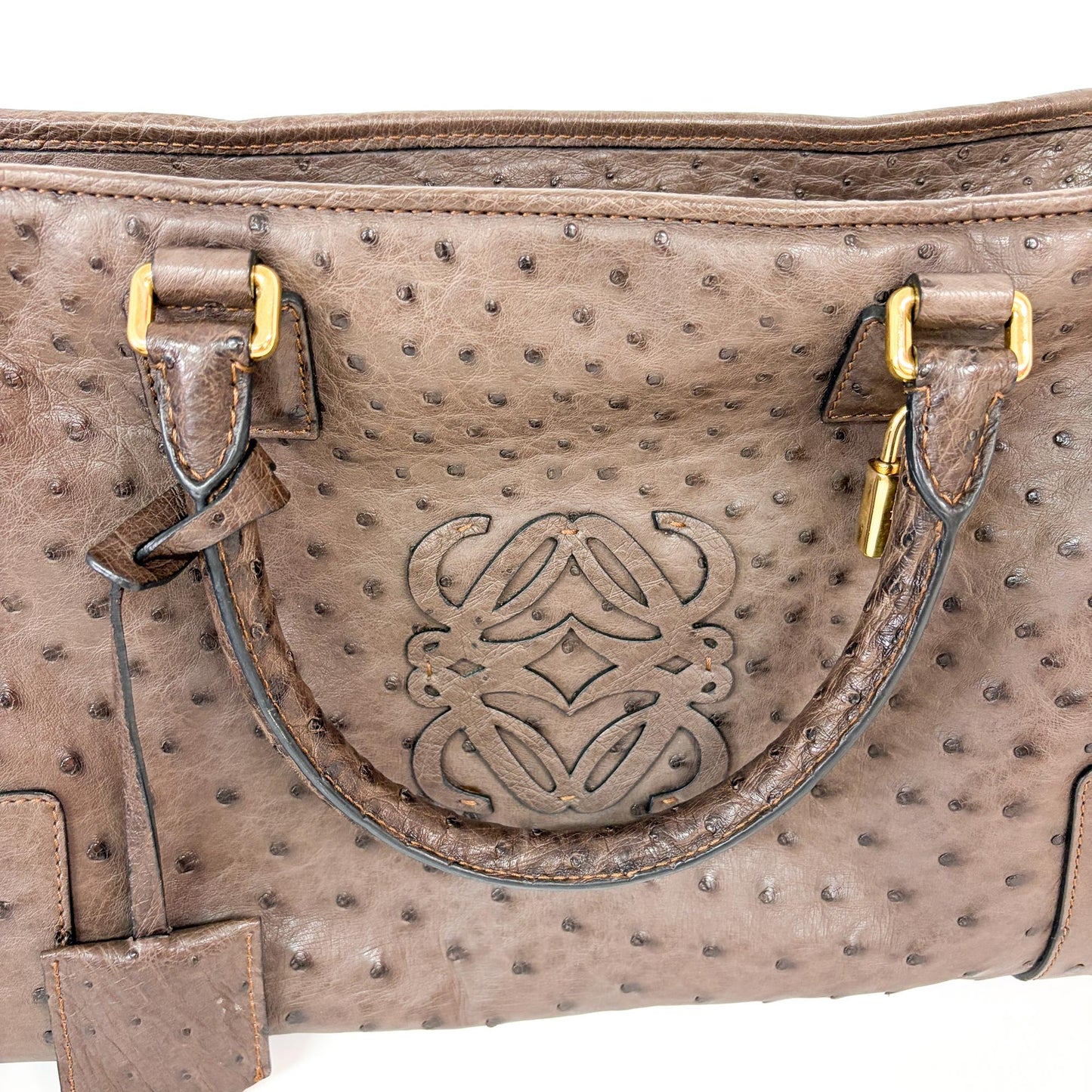 Loewe Ostrich Amazona 28 Tote Bag Dark Brown