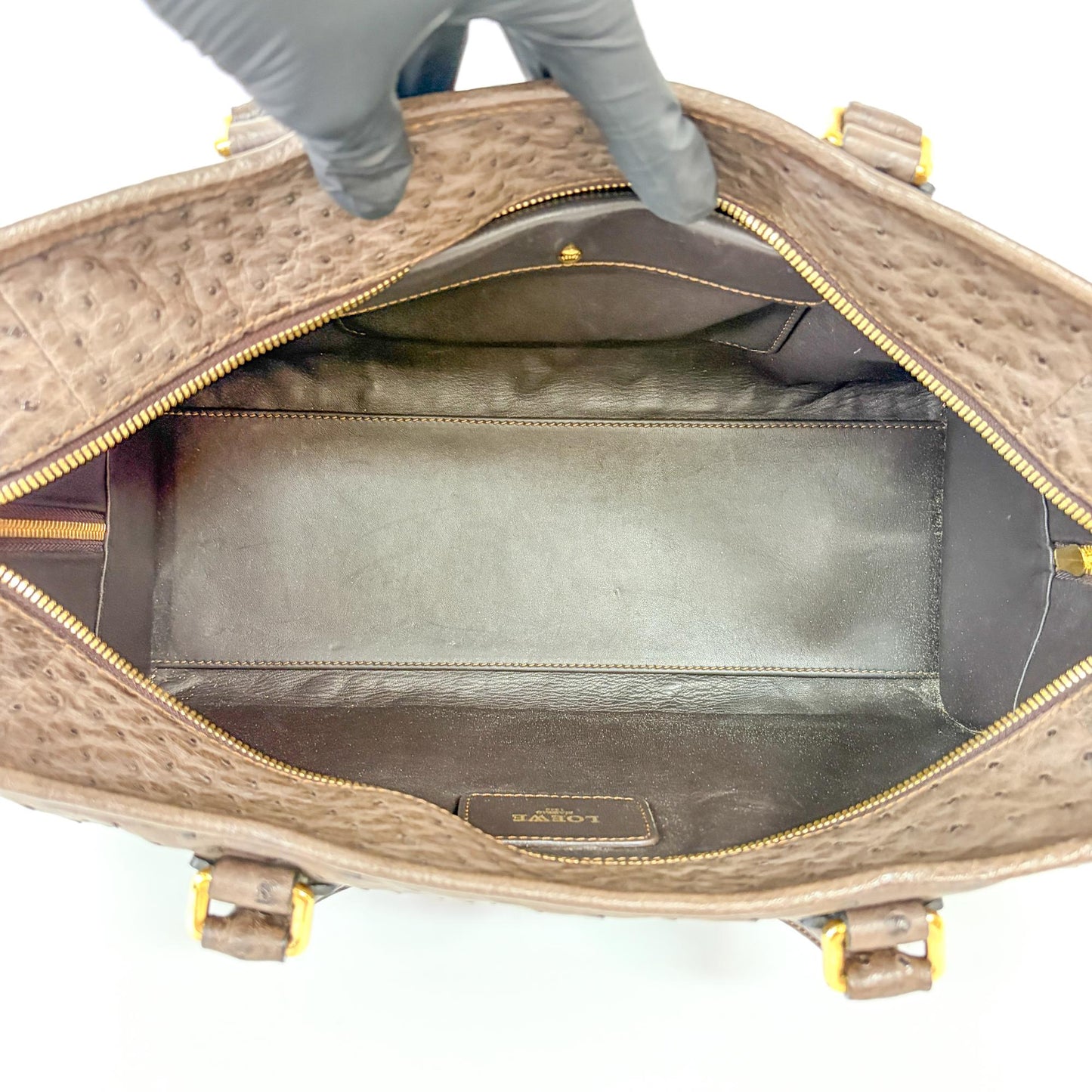 Loewe Ostrich Amazona 28 Tote Bag Dark Brown