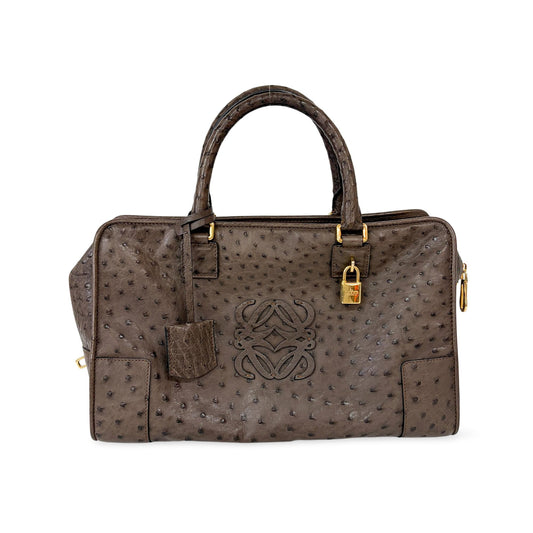 Loewe Ostrich Amazona 28 Tote Bag Dark Brown