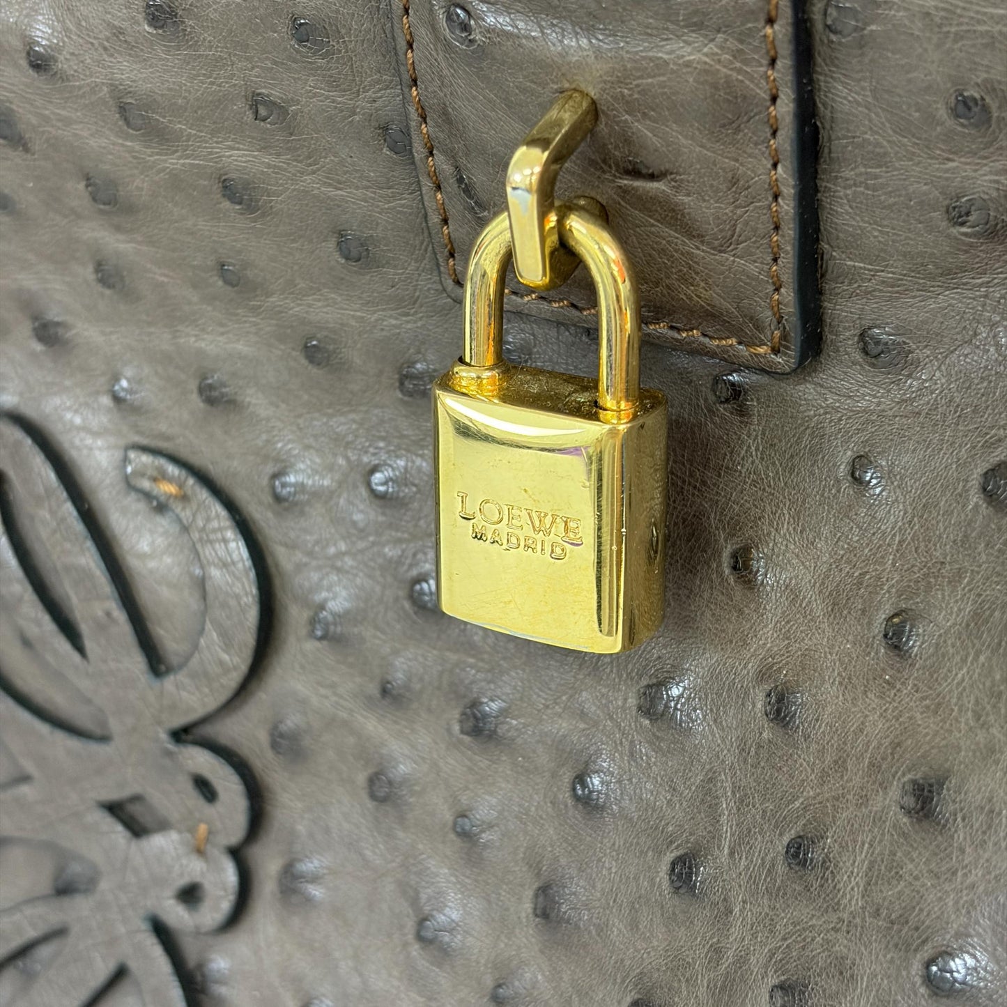 Loewe Ostrich Amazona 28 Tote Bag Dark Brown