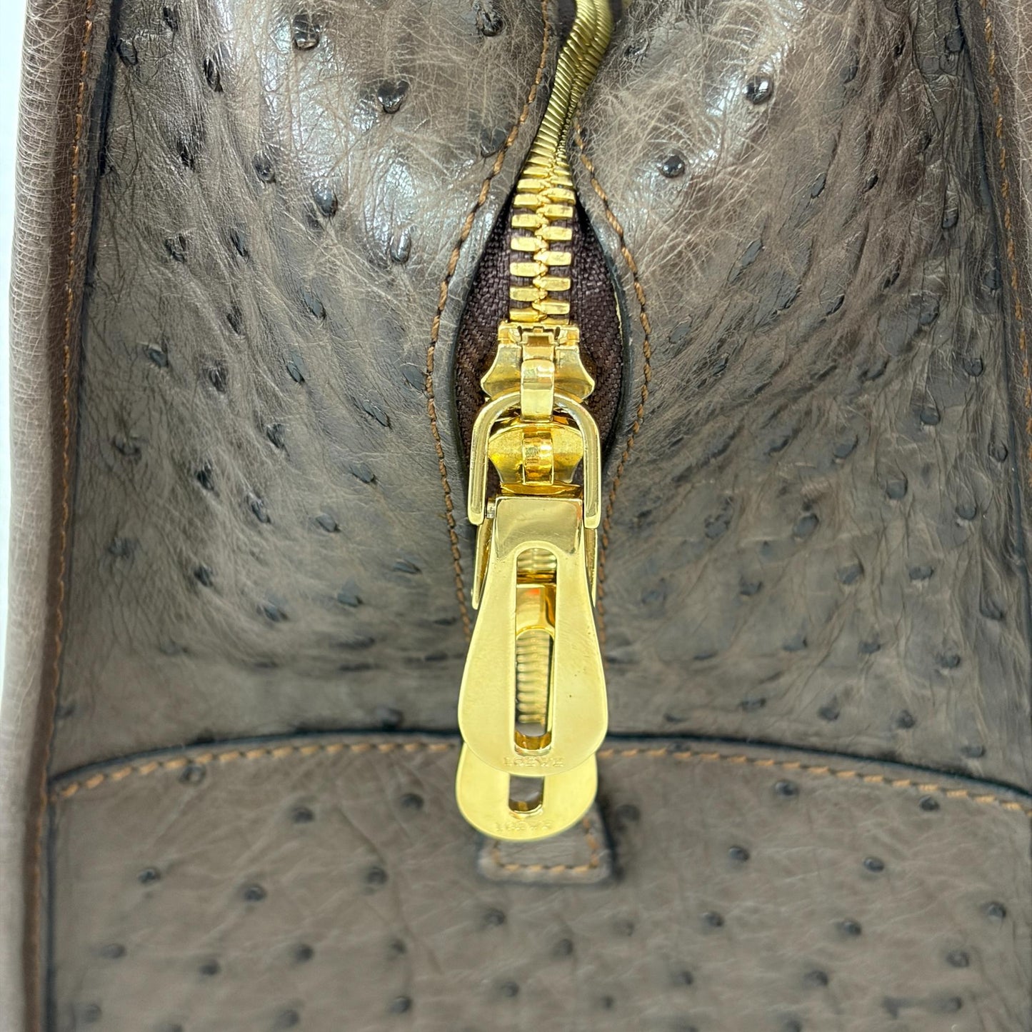 Loewe Ostrich Amazona 28 Tote Bag Dark Brown