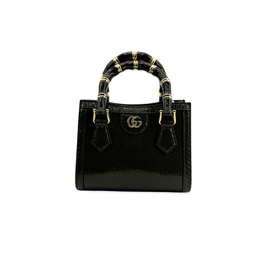 Gucci Diana Mini Python Tote Bag Black