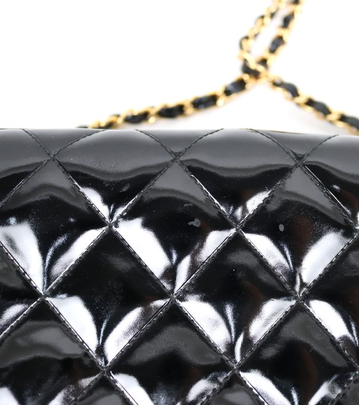 Chanel Black Patent Quilted CC Chain Shoulder Bag