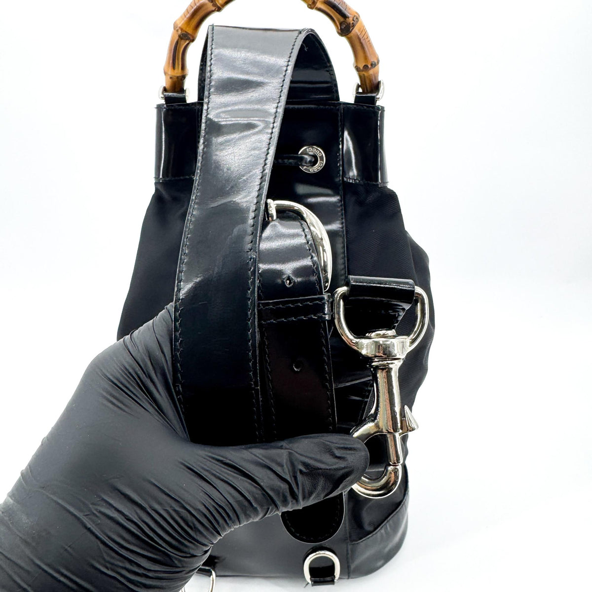 Gucci Bamboo Nylon Mini Backpack Black