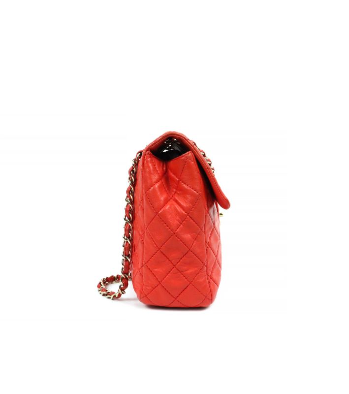 Chanel Orange Quilted CC Flap Chain Shoulder Bag