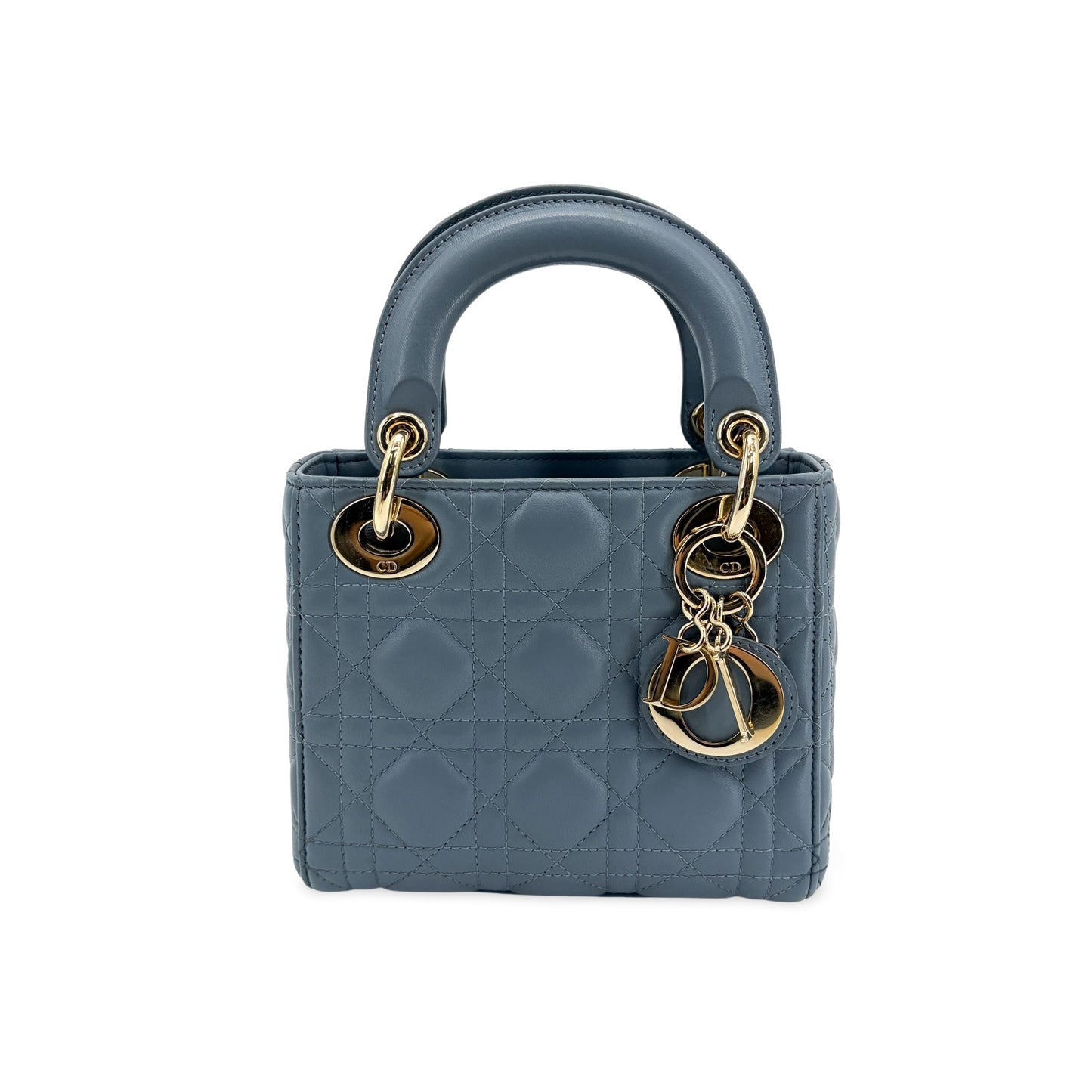 Dior Mini Lady Dior Bag Cloud Blue Lambskin Gold Hardware