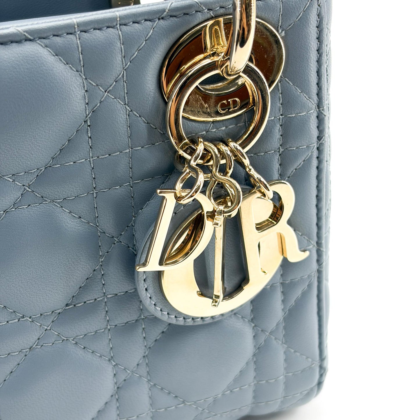 Dior Mini Lady Dior Bag Cloud Blue Lambskin Gold Hardware